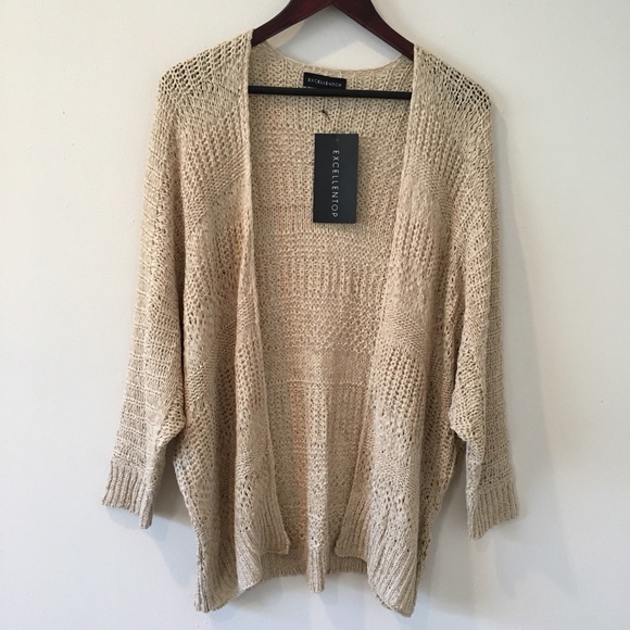 Last 1! New Cardigan Sweater Open Front Open Knit - Picture 3 of 9